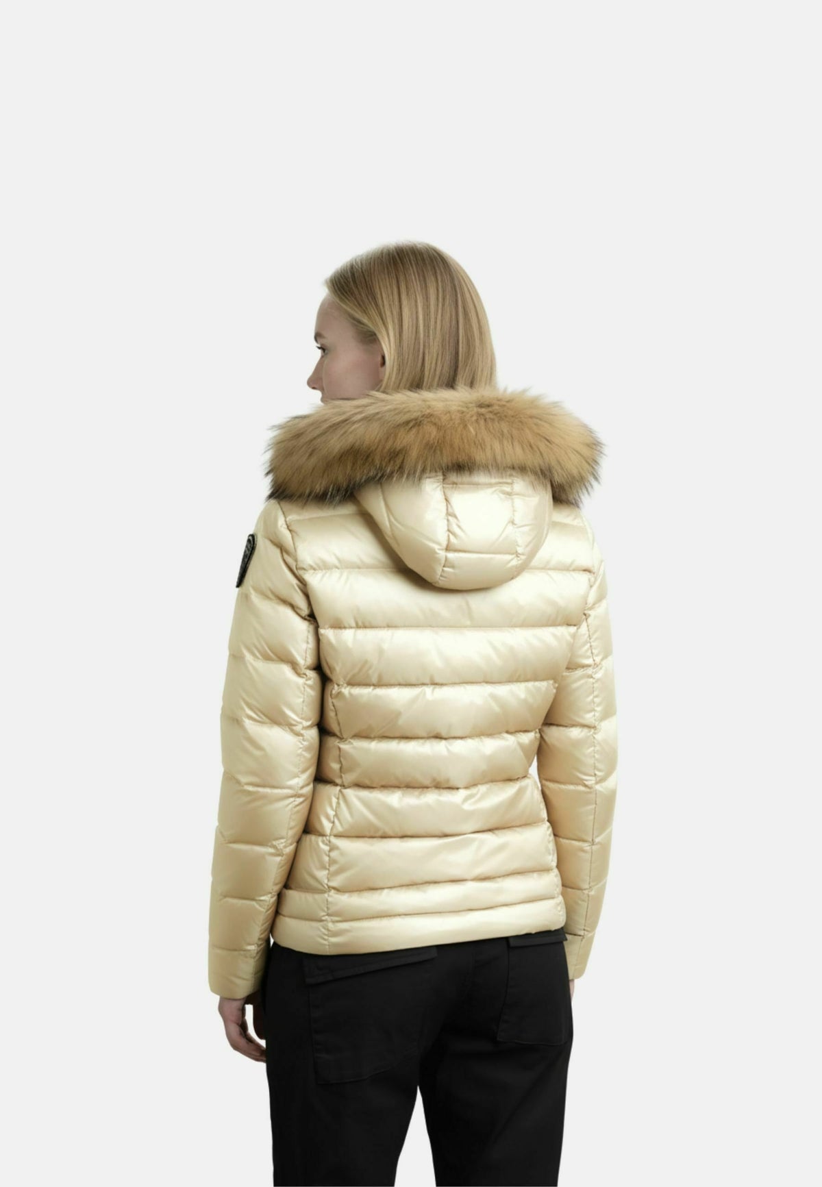 BLAUER Giubbotto Donna Piumino Fasciato Con Pelliccia Beige