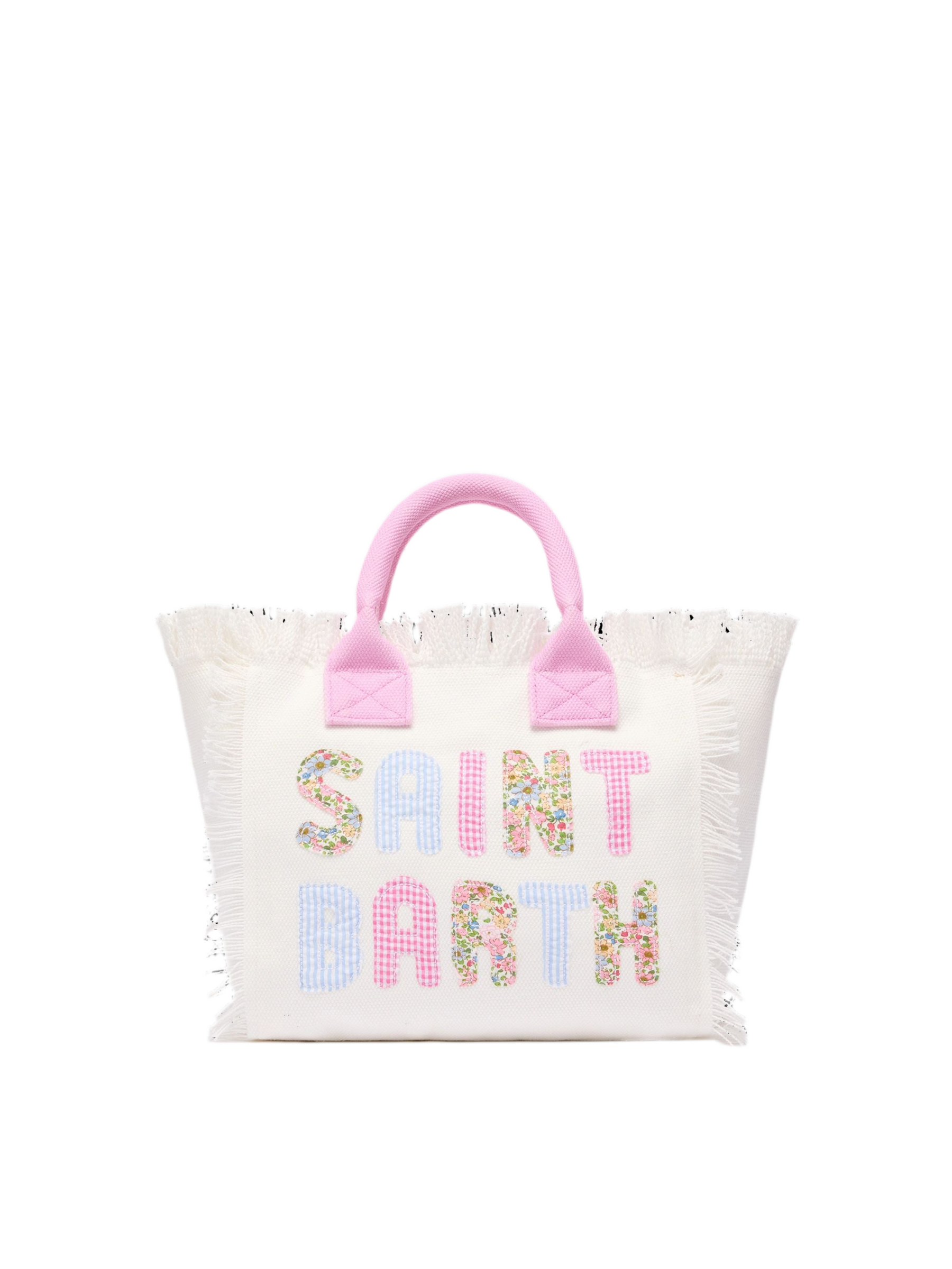 SAINT BARTH Borsa a Mano Colette Multic Patch Bianca/Rosa