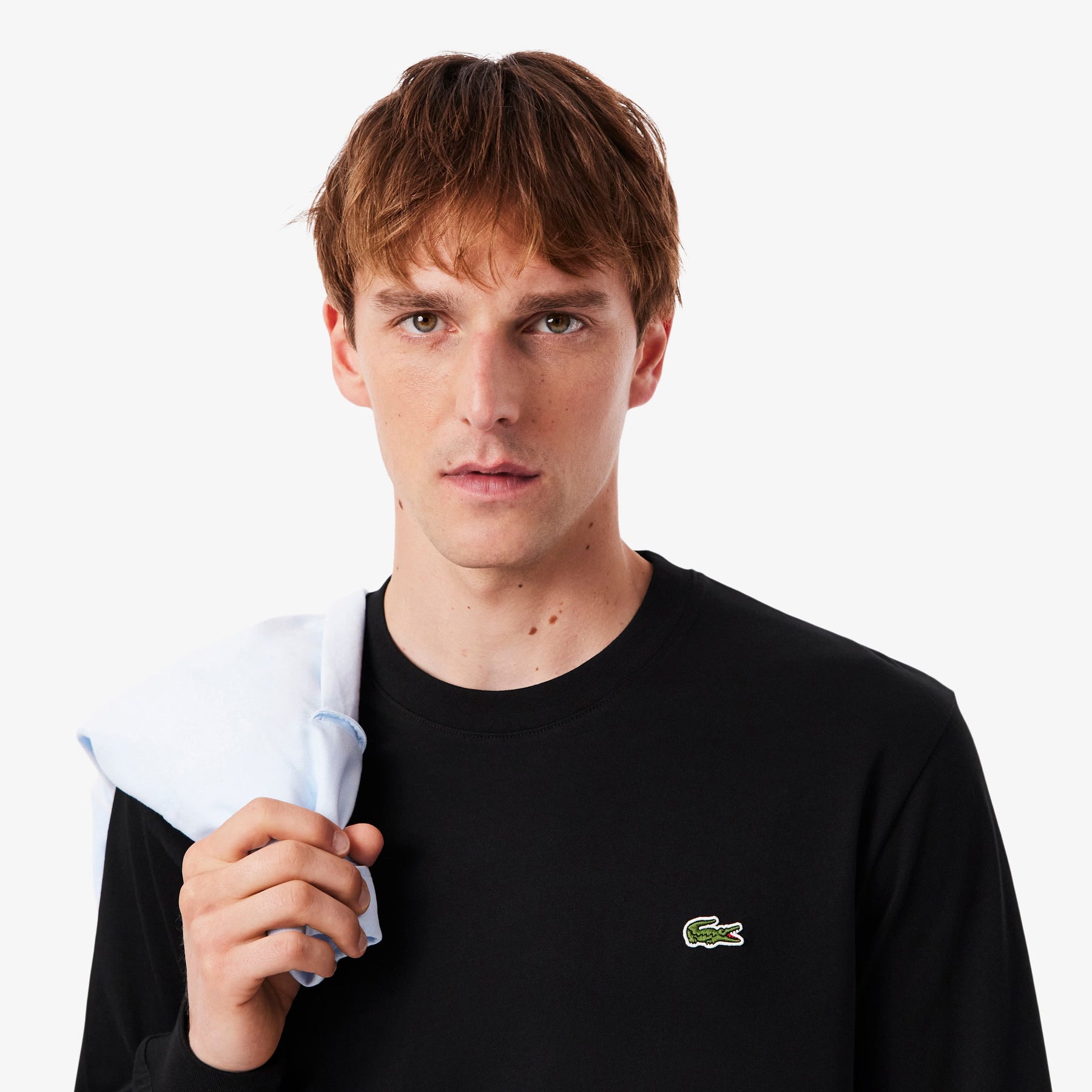 LACOSTE T-Shirt Basic a Maniche Lunghe in Cotone Nera