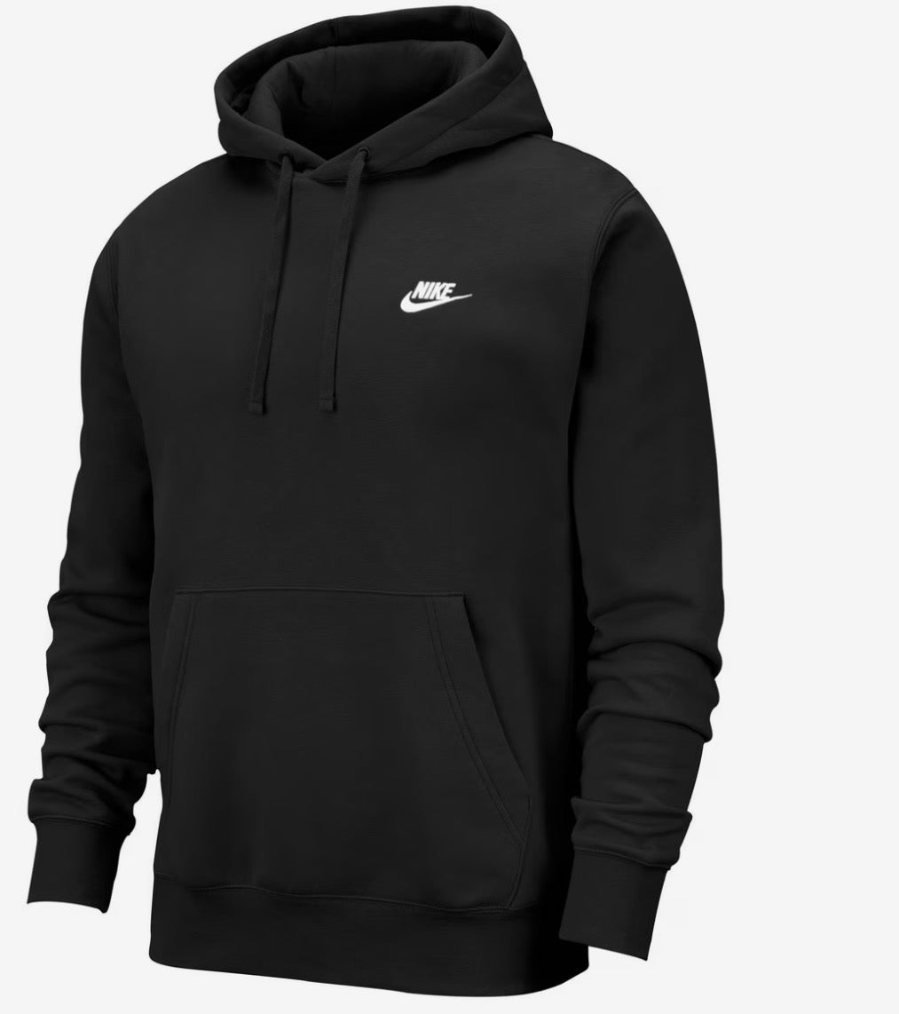 NIKE Felpa Con Cappuccio In Cotone Garzato Nero