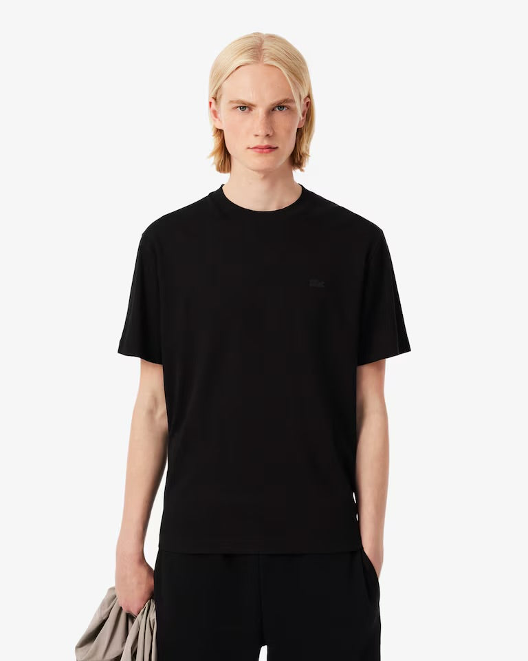 LACOSTE T-Shirt Con Ricamo Sulla Manica Nero
