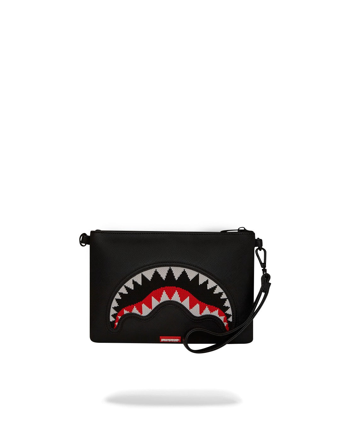 SPRAYGROUND Pochette In Pelle Fly Knit Mouth Crossover Clutch Nero