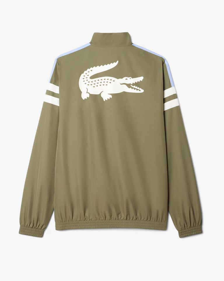 LACOSTE Tuta Leggera In Microfibra Con Bande Centrali e Logo Sul Retro Verde/Bianca