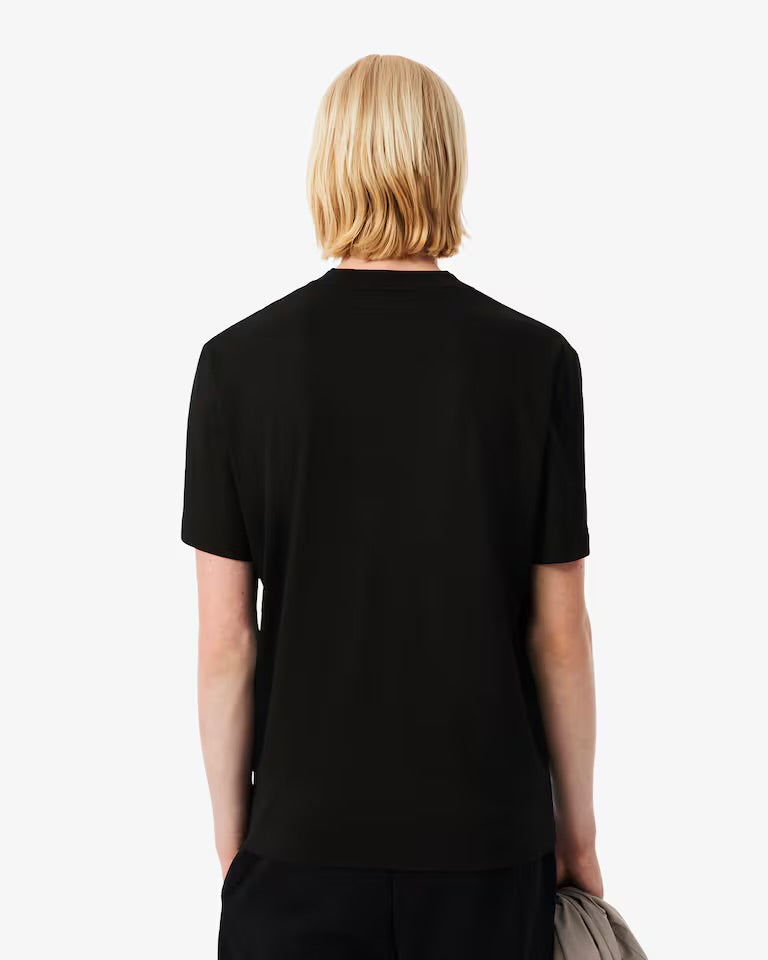 LACOSTE T-Shirt Con Ricamo Sulla Manica Nero