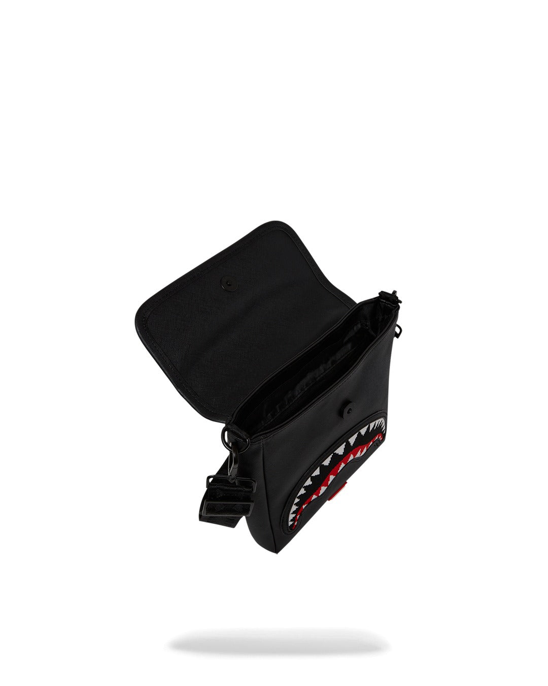 SPRAYGROUND Borsello In Pelle Fly Knit Mouth Messenger Sling Nero