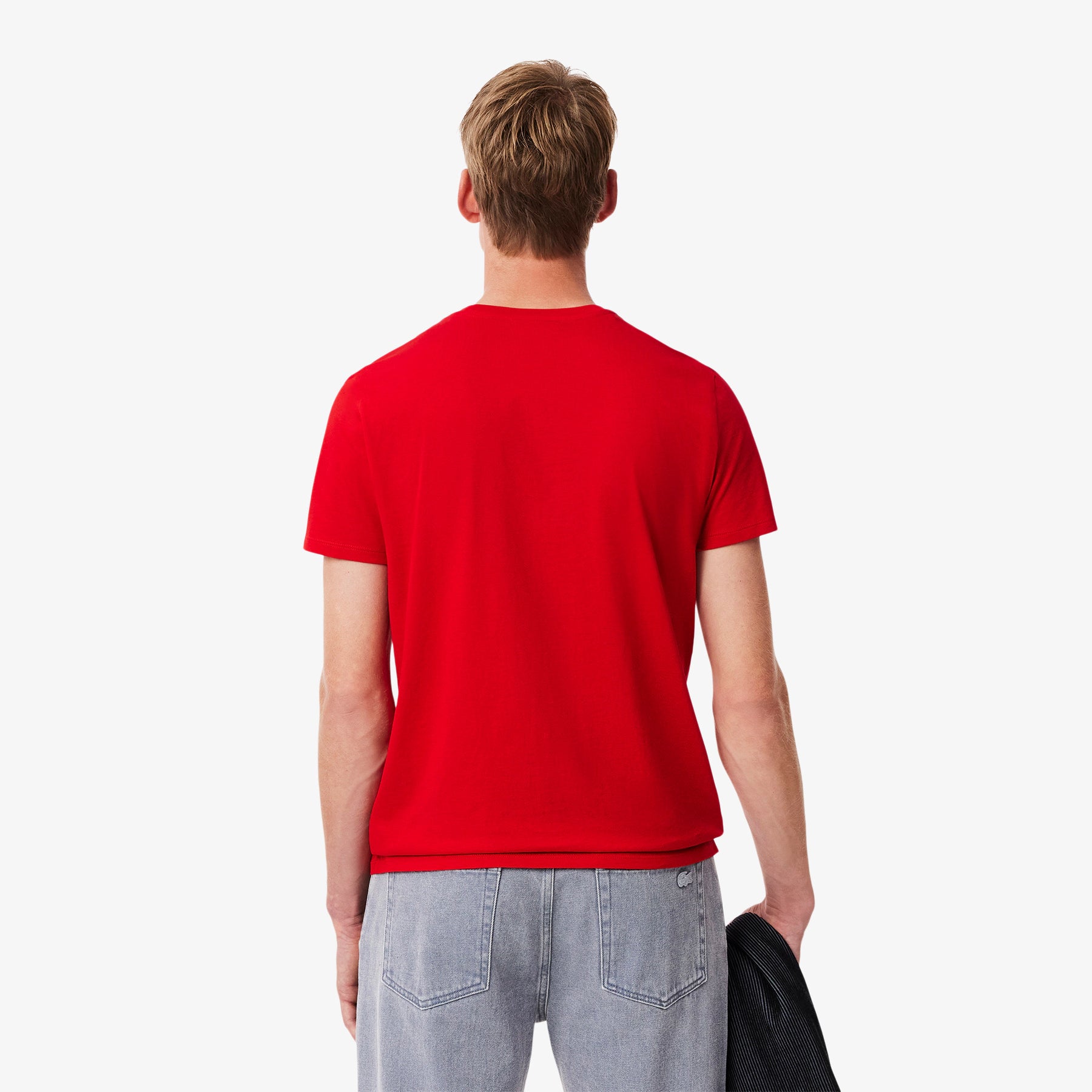 LACOSTE T-Shirt Basic in Cotone Pima Rossa