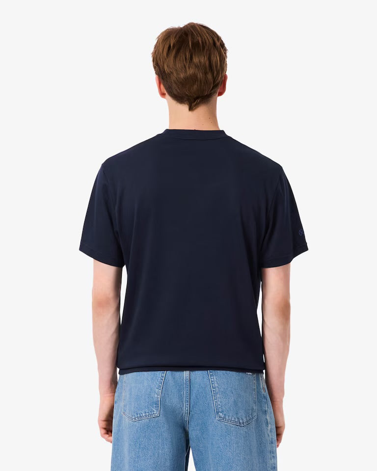 LACOSTE T-Shirt Con Ricamo Sulla Manica Blu