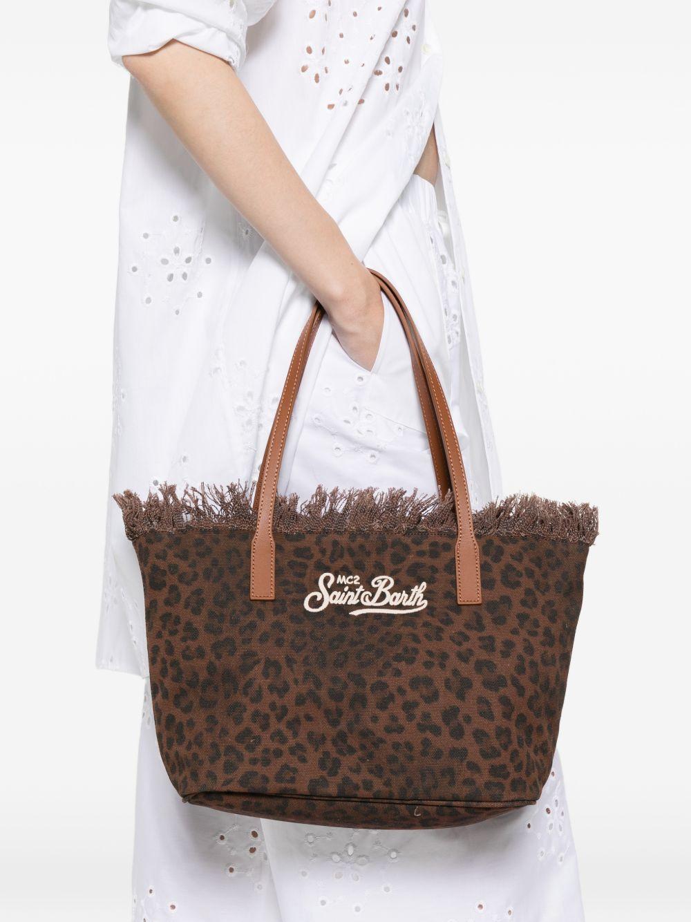 Saint Barth Saint Barth Borsa City Bag Mid IN Canvas Leopardata Con Frange - foto 2 - Tommaseo Clothing
