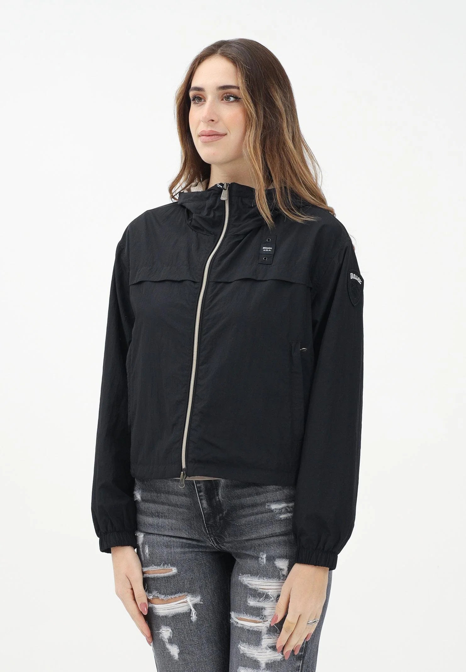BLAUER Antivento Donna Cropped Con Cappuccio
