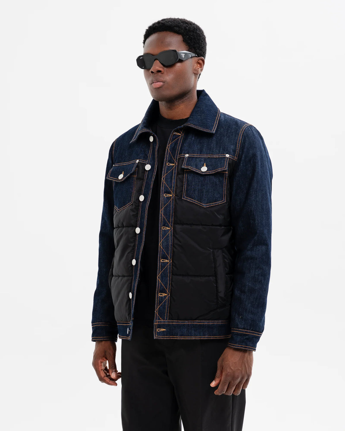 SOLDIER Giubbotto Metà Jeans Metà Giubbino Denim Scuro/Nero