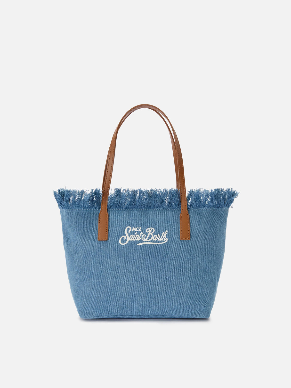 Saint Barth Saint Barth Borsa Shopper City Medium IN Tessuto Denim Con Frange - Borsa - Tommaseo Clothing