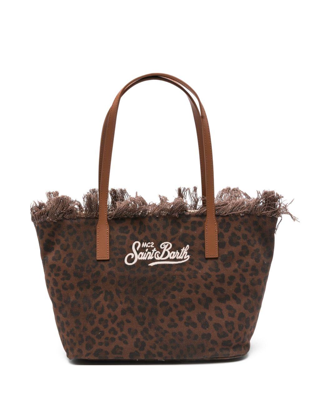 Saint Barth Saint Barth Borsa City Bag Mid IN Canvas Leopardata Con Frange - Borsa - Tommaseo Clothing