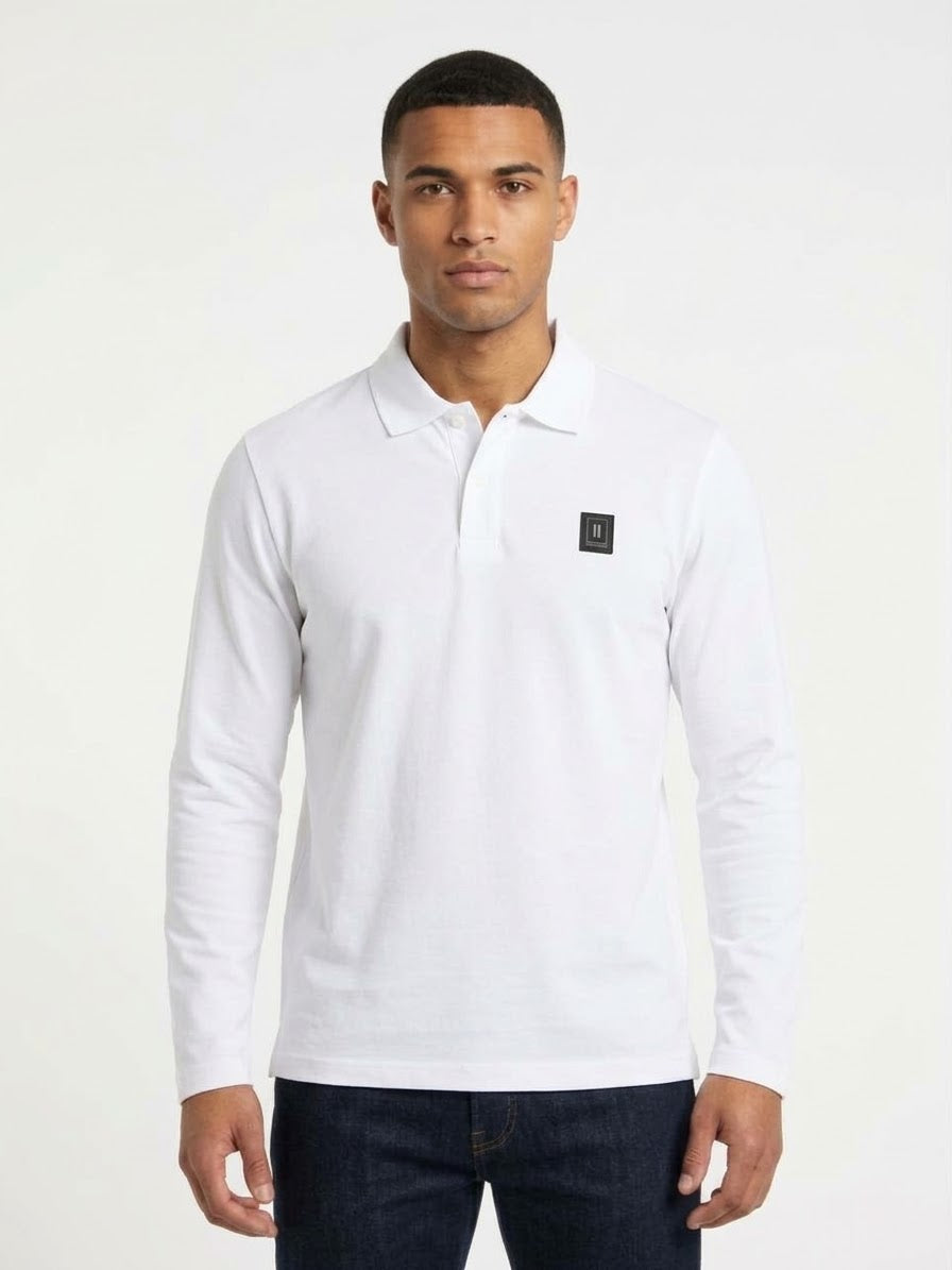SOLDIER Polo Manica Lunga Logo Sul Petto Bianco