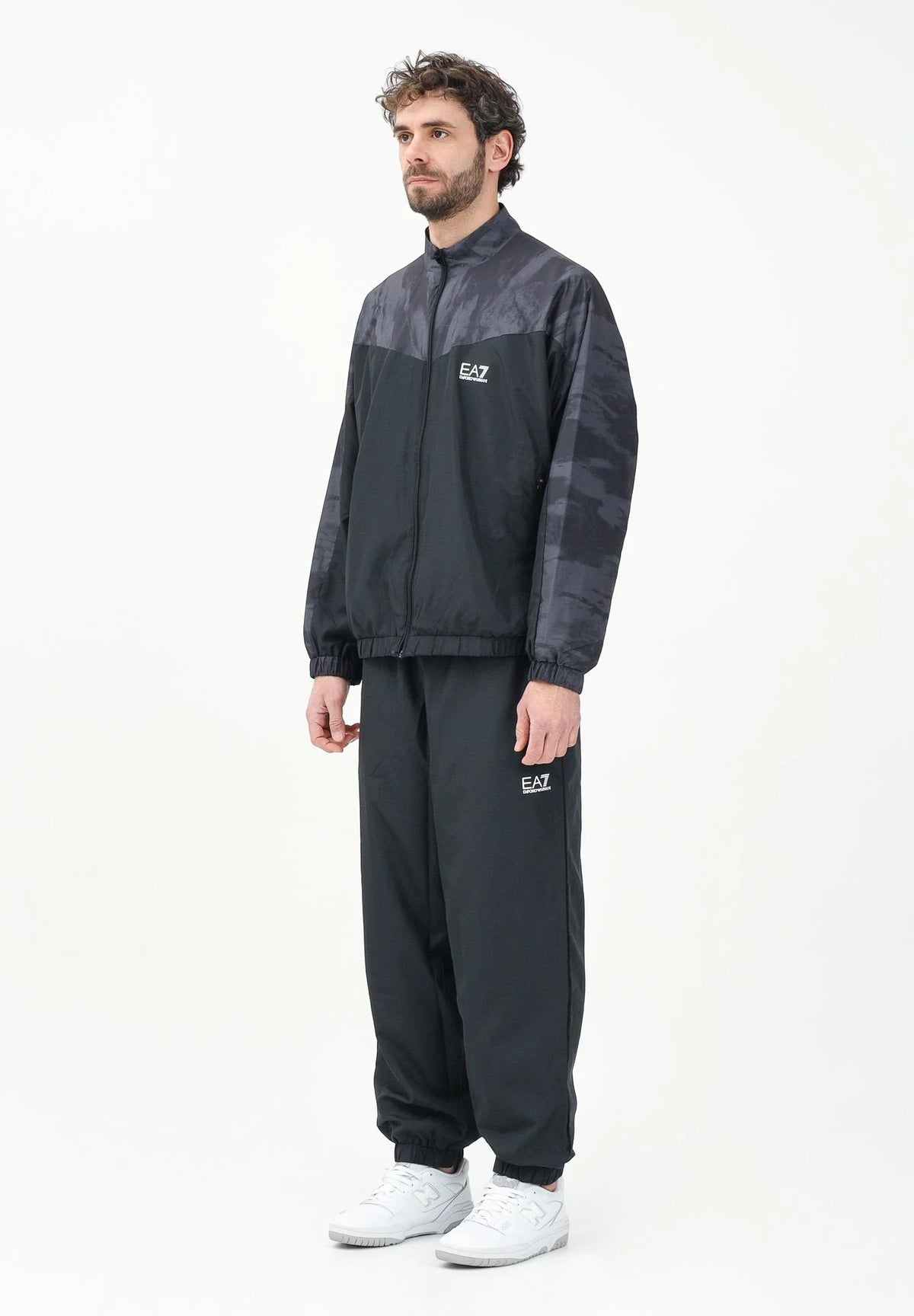 Armani EMPORIO ARMANI Tuta Leggera In Microfibra Con Zip Nera/Grigia - Tuta completa - Tommaseo Clothing