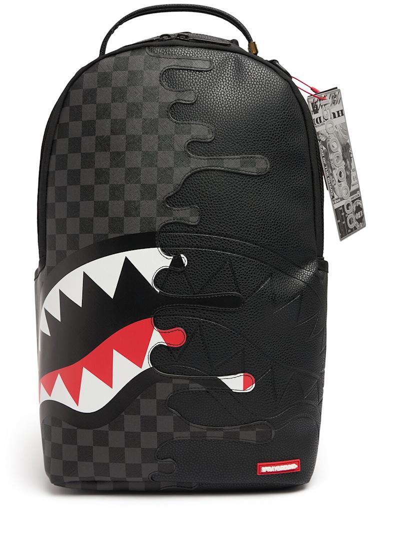 SPRAYGROUND Zaino In Pelle Doppia Grafica Con Logo Centrale Nero/Grigio