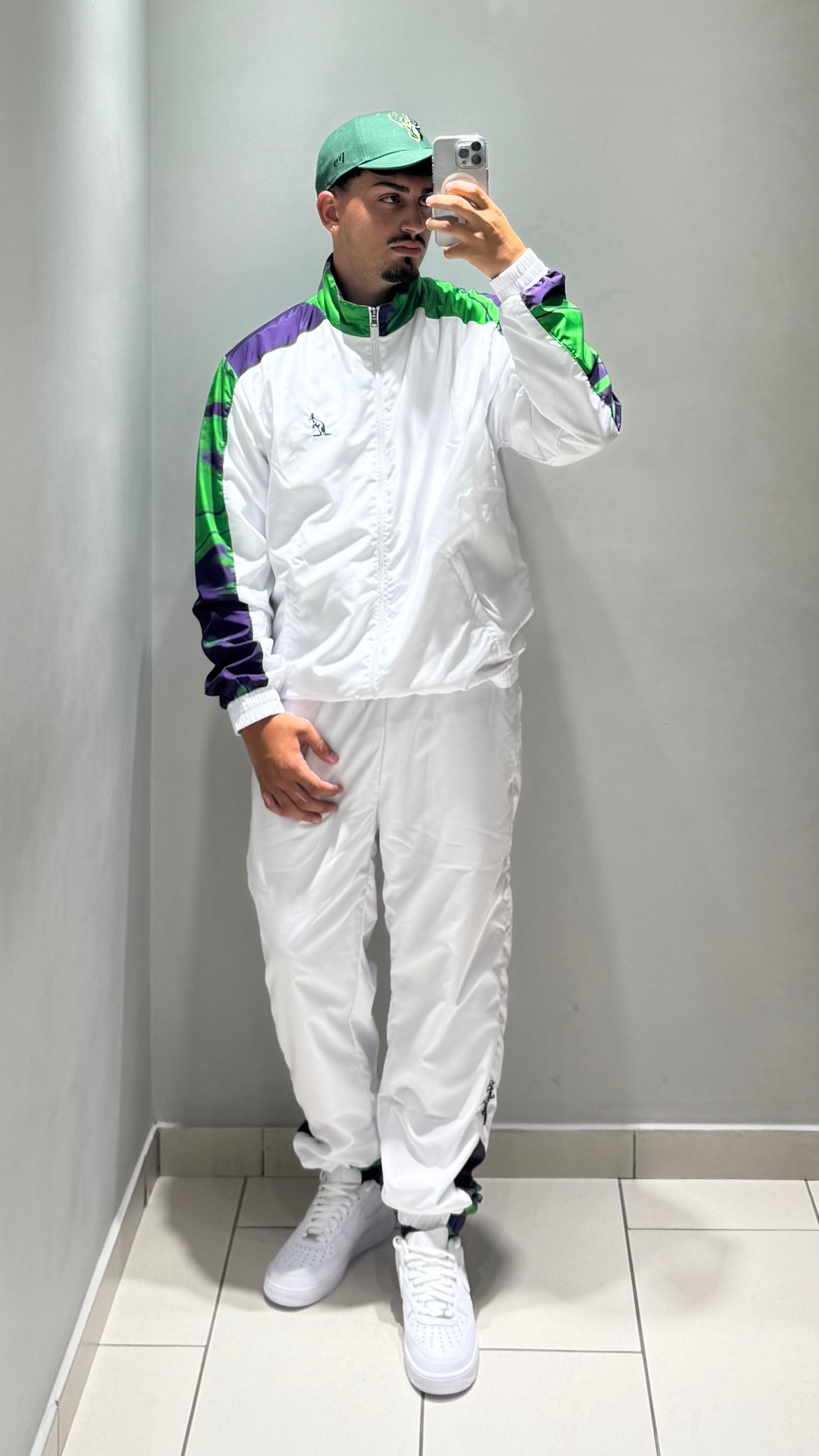 AUSTRALIAN Tuta Leggera In Microfibra Con Zip Bianca/Verde/Viola
