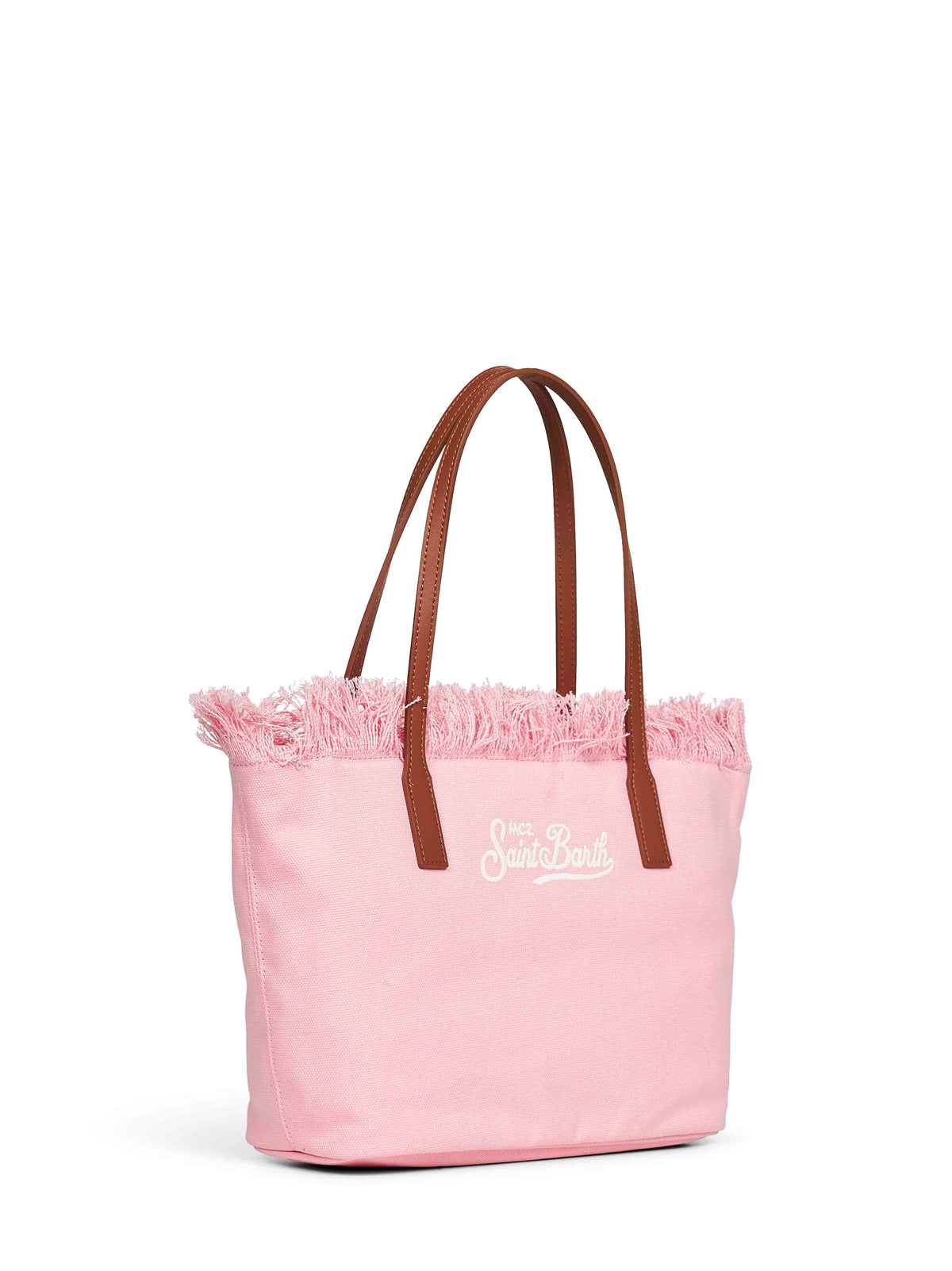 Saint Barth SAINT BARTH Borsa City Regular in canvas con chiusura a zip e frange Rosa - foto 2 - Tommaseo Clothing