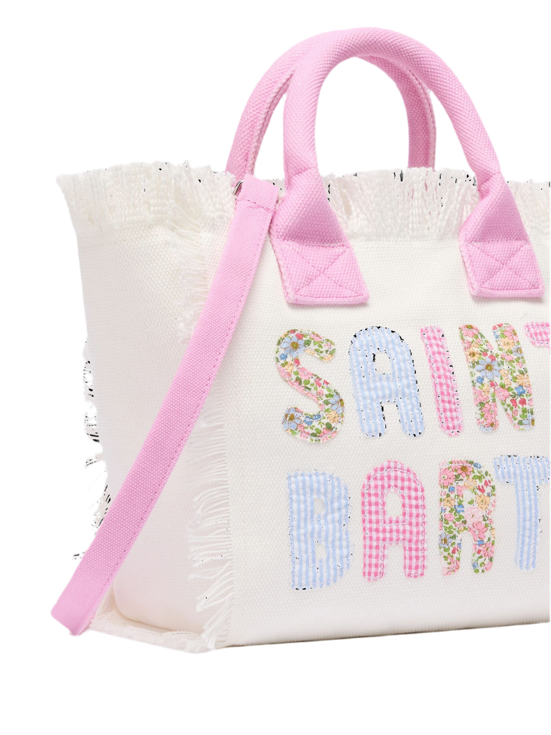 SAINT BARTH Borsa a Mano Colette Multic Patch Bianca/Rosa