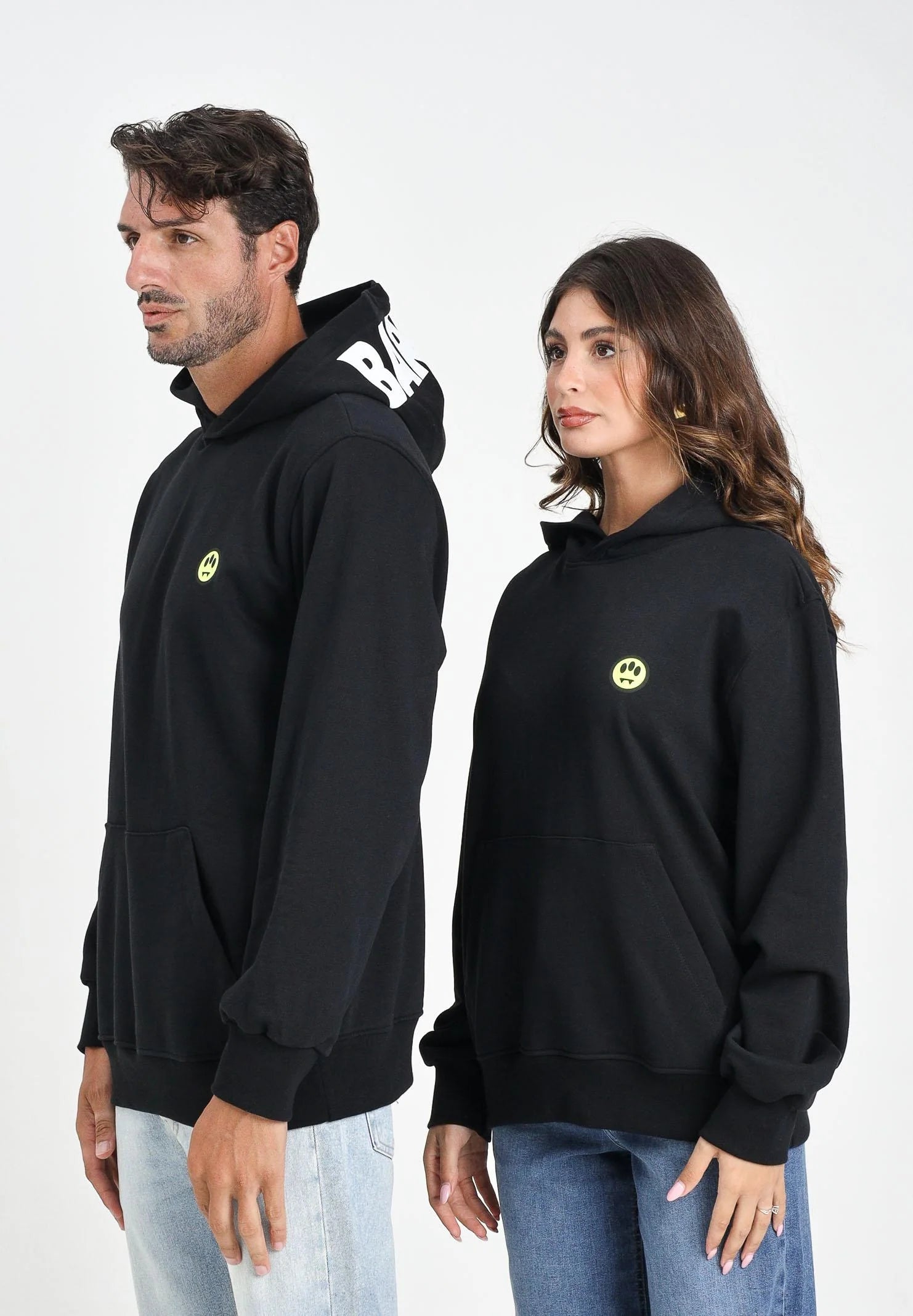BARROW Felpa con cappuccio Con Logo Avanti e Stampa Cappuccio Nera