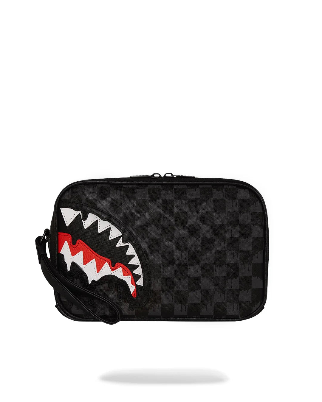 SPRAYGROUND Pochette In Pelle Dripping Sharks In Paris Brick Nero