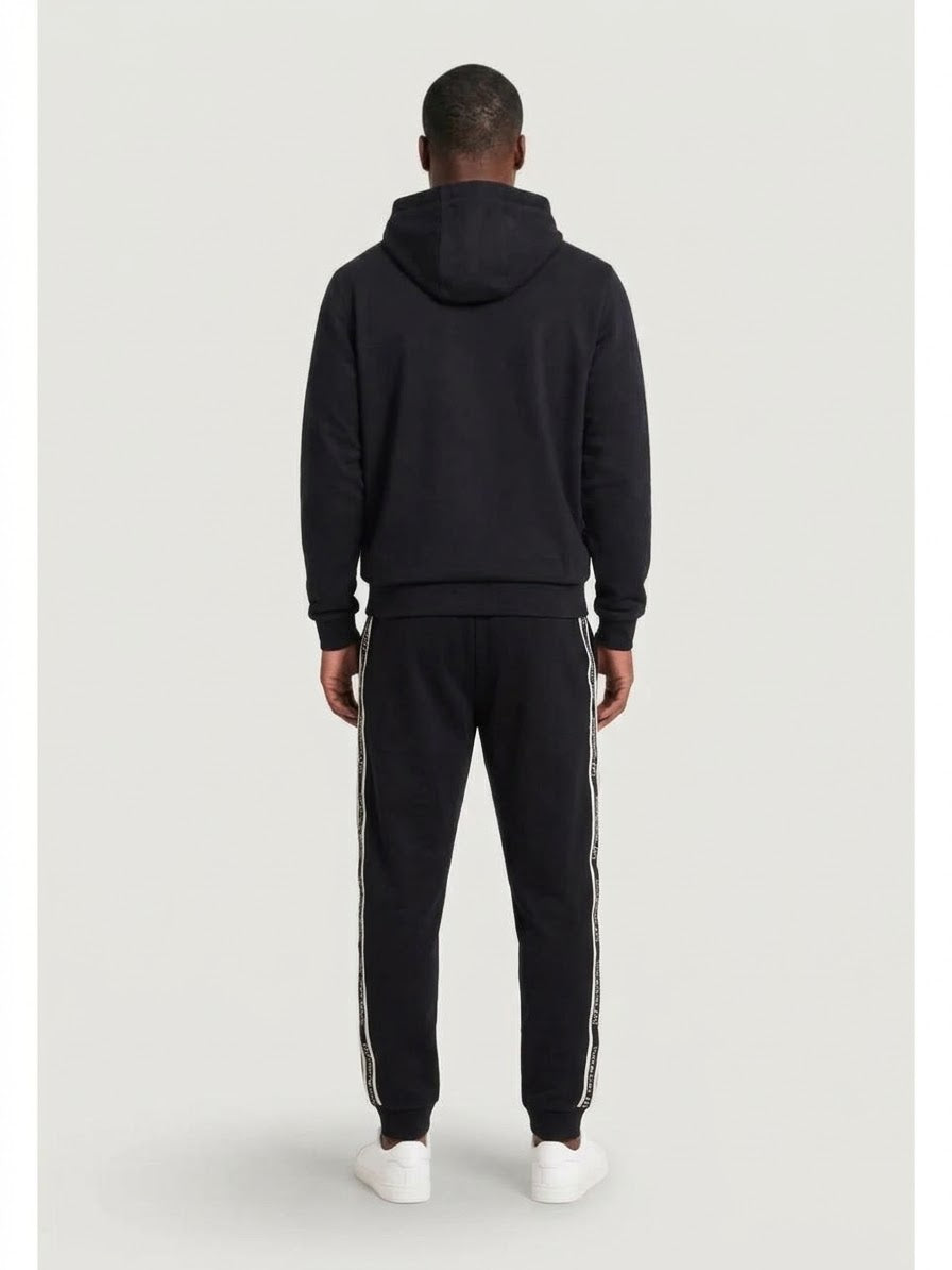 EMPORIO ARMANI Tuta Completa Con Cappuccio e Bande Laterali Nero/Bianco