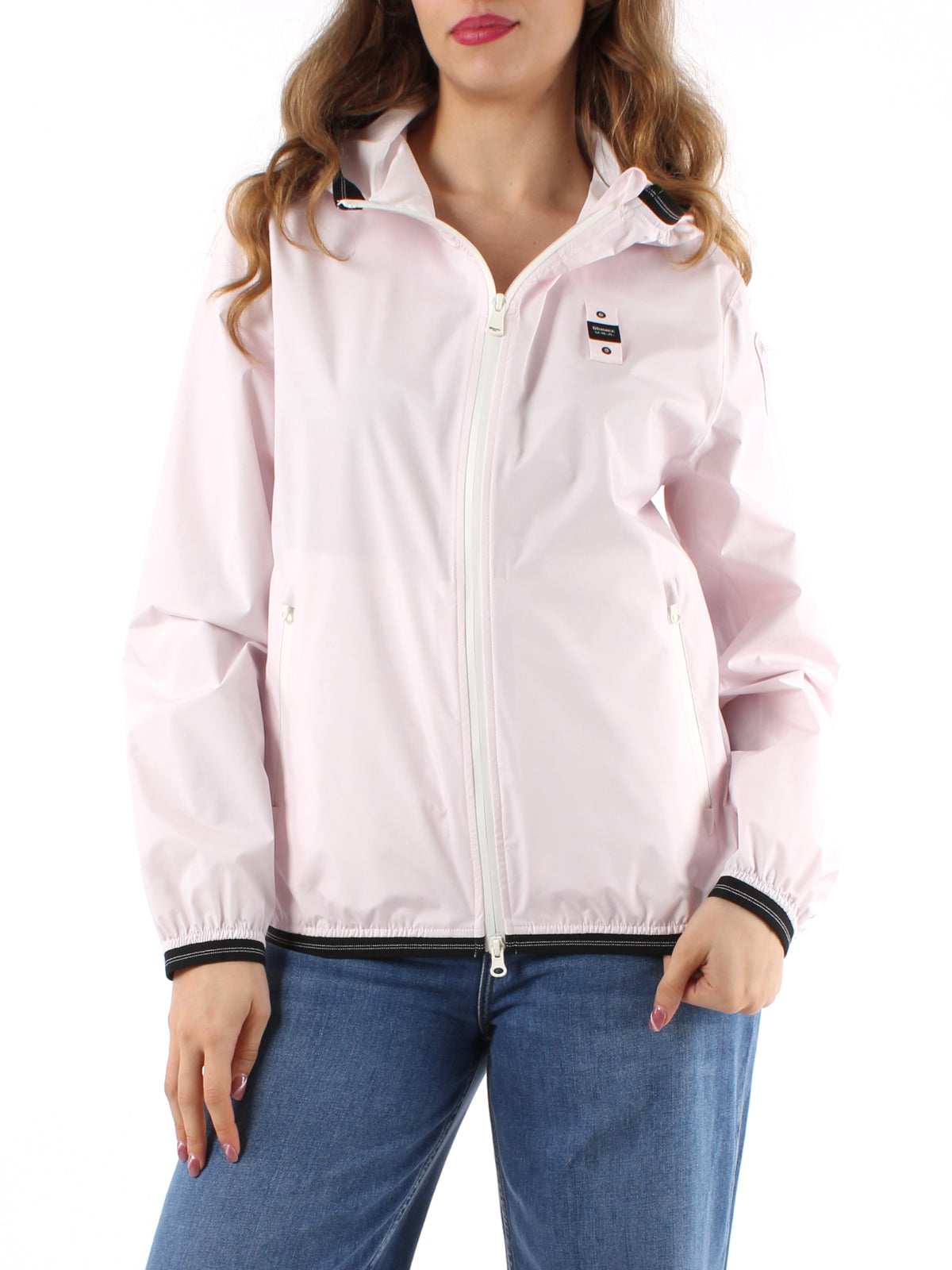 Blauer BLAUER Antivento Donna Con Cappuccio Rosa Zip a Contrasto Bianca - ANTIVENTO - Tommaseo Clothing