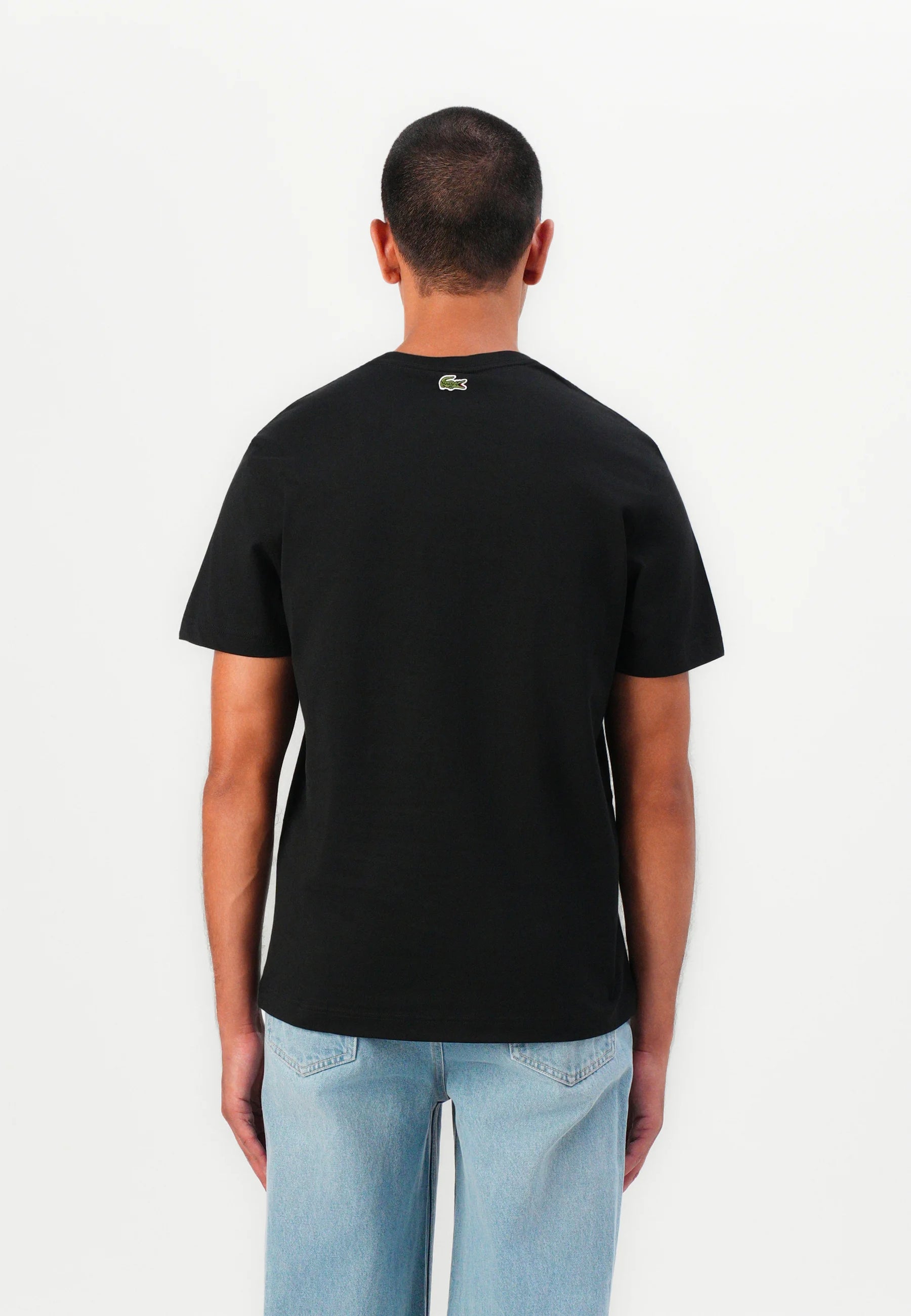 LACOSTE T-Shirt Stampa Coccodrillo Nera