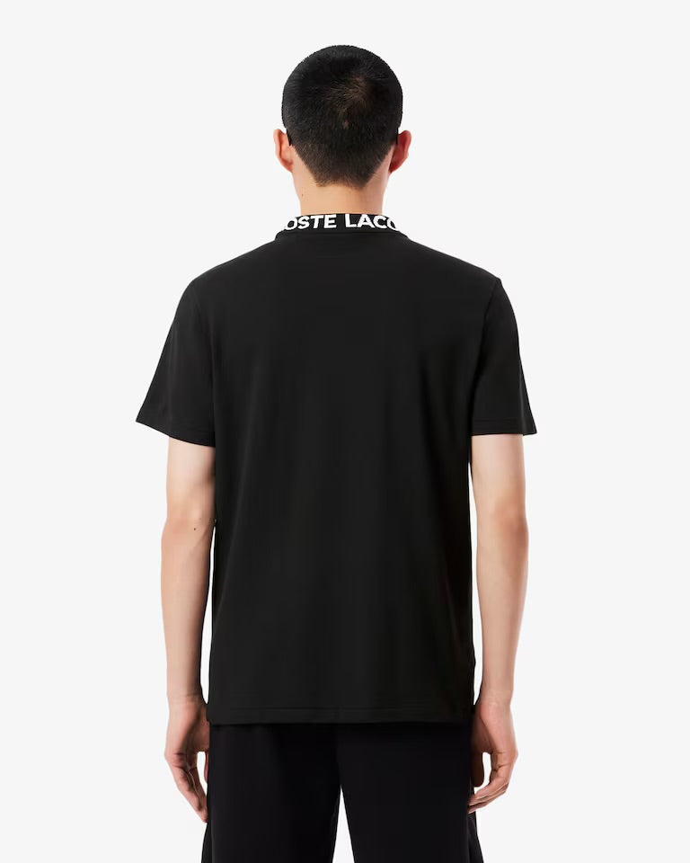 LACOSTE T-Shirt Con Scritta Sul Collo Nera