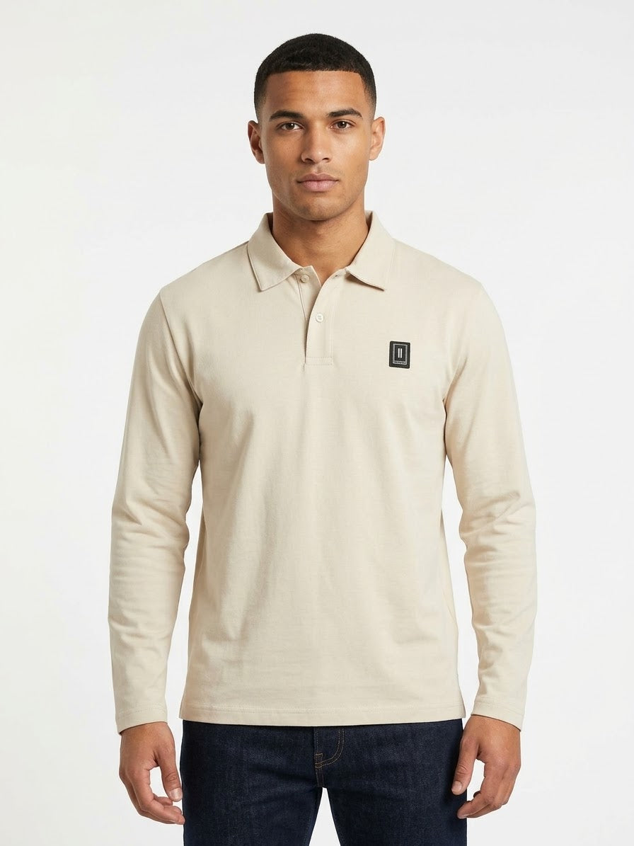 SOLDIER Polo Manica Lunga Logo Sul Petto Beige