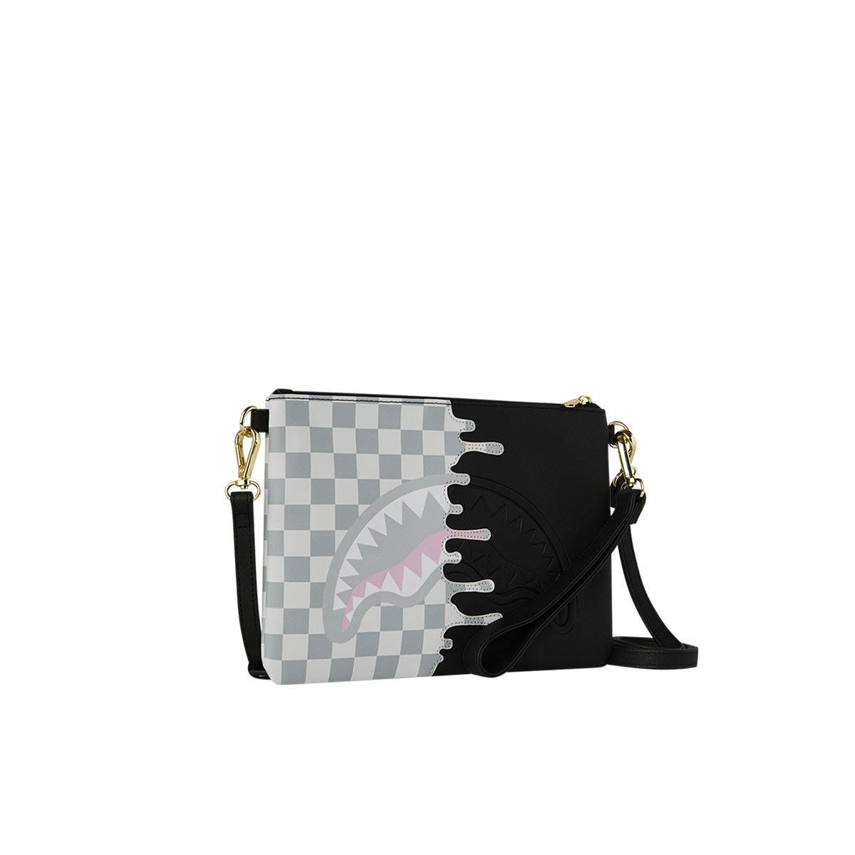 SPRAYGROUND Pochette/Tracolla Cream Check Side Drip Nera/Bianca