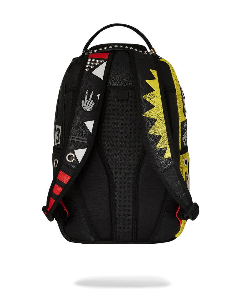 SPRAYGROUND Zaino PUNK ROCK SHARK In Pelle Nero/Multicolor