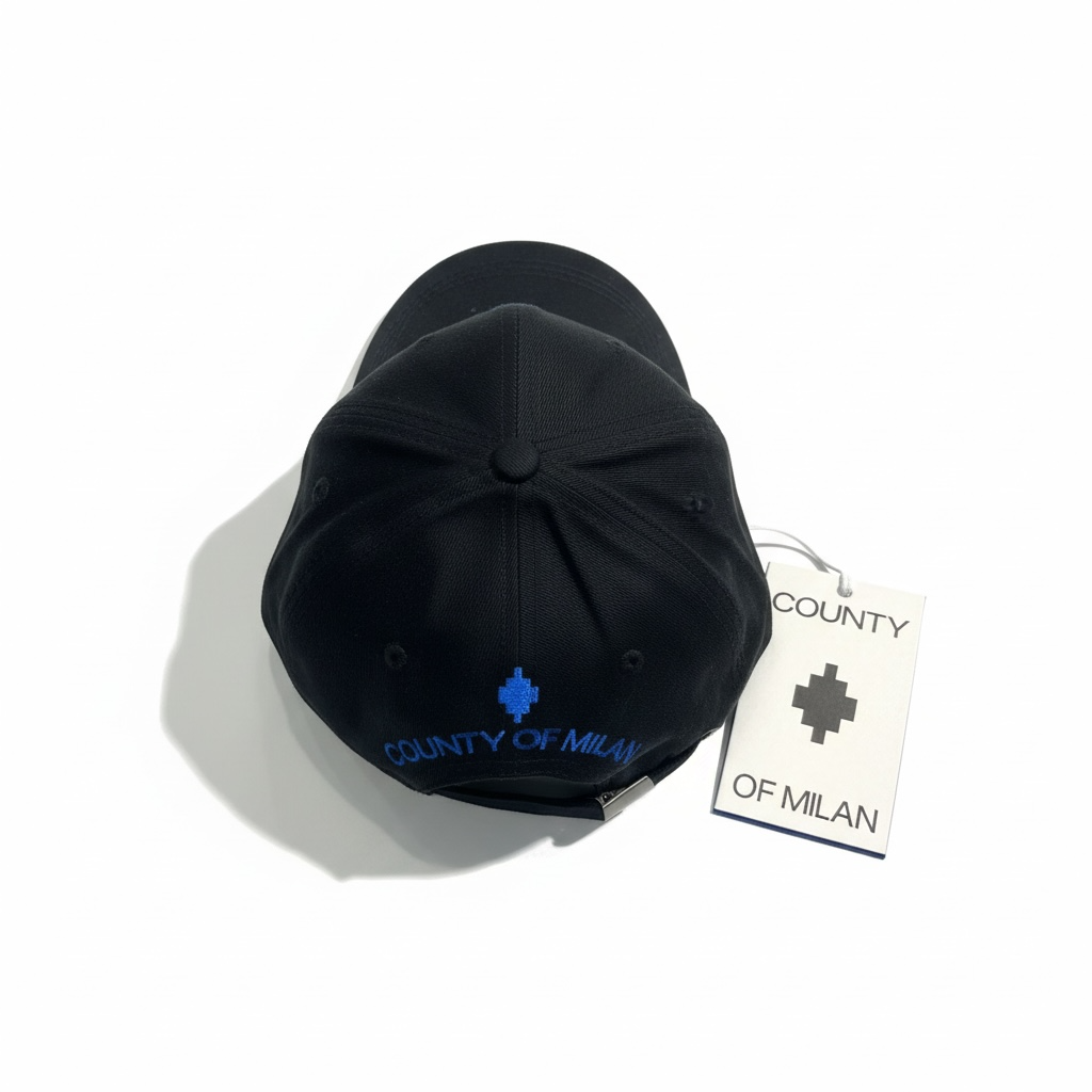 County of milan MARCELO BURLON COUNTY OF MILAN Cappello Con Visiera Con Logo Ricamato Nero/Blu Elettrico - foto 2 - Tomm