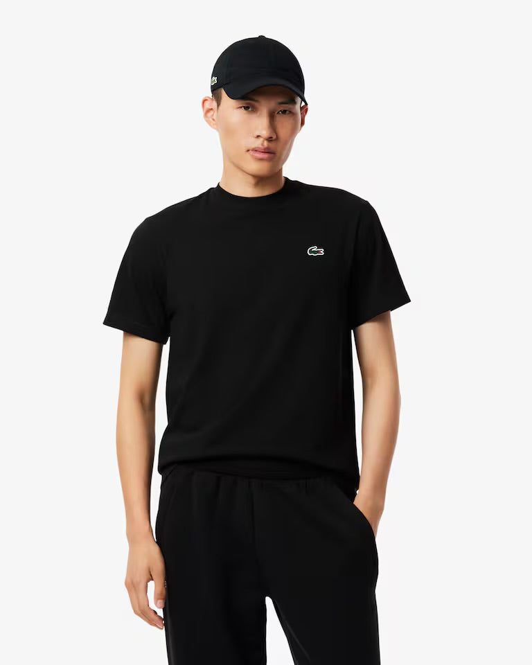 LACOSTE T-Shirt Con Stampa Coccodrillo Dietro Nera
