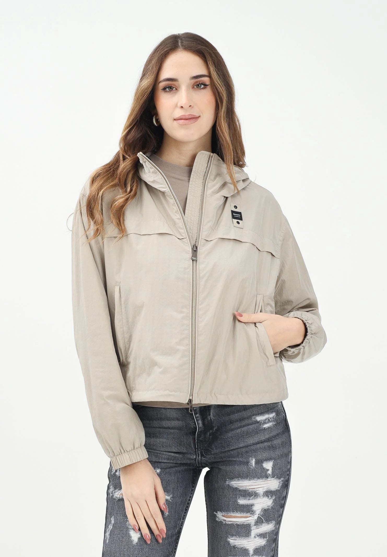 BLAUER Antivento Donna Cropped Con Cappuccio