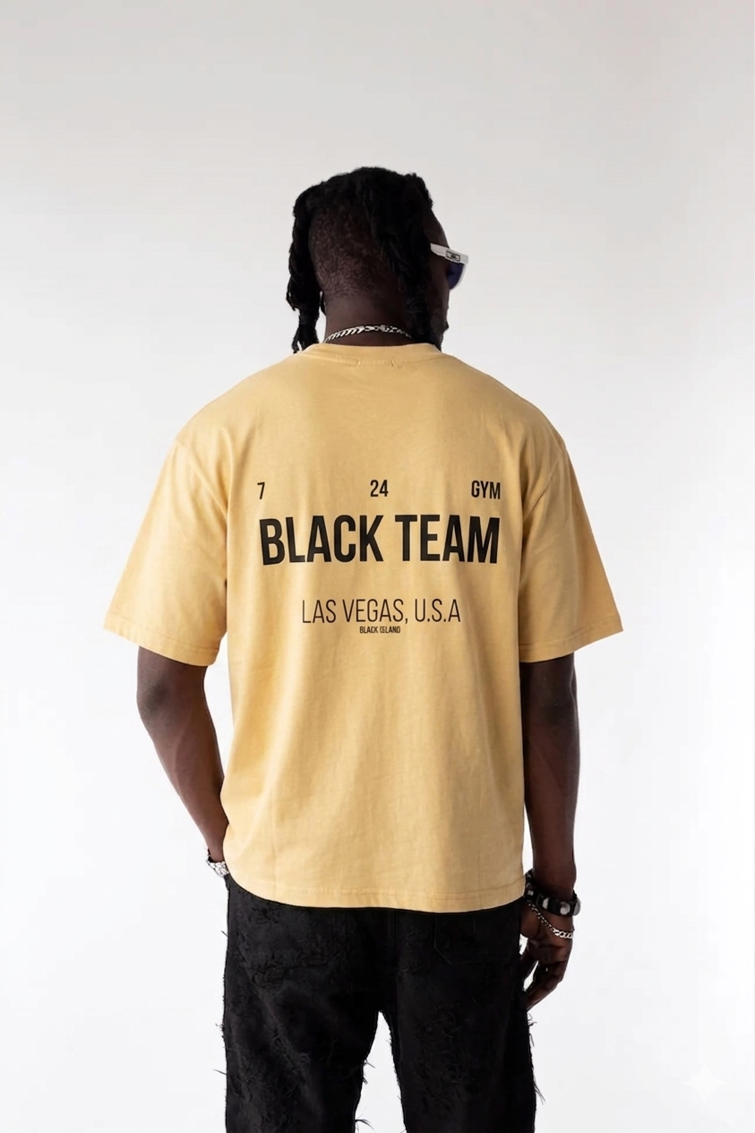 BLACK ISLAND BLACK ISLAND T-Shirt In Cotone Sfumata Cropped Con Stampa Fronte e Retro Gialla/Nera - foto 2 - Tommaseo Cl
