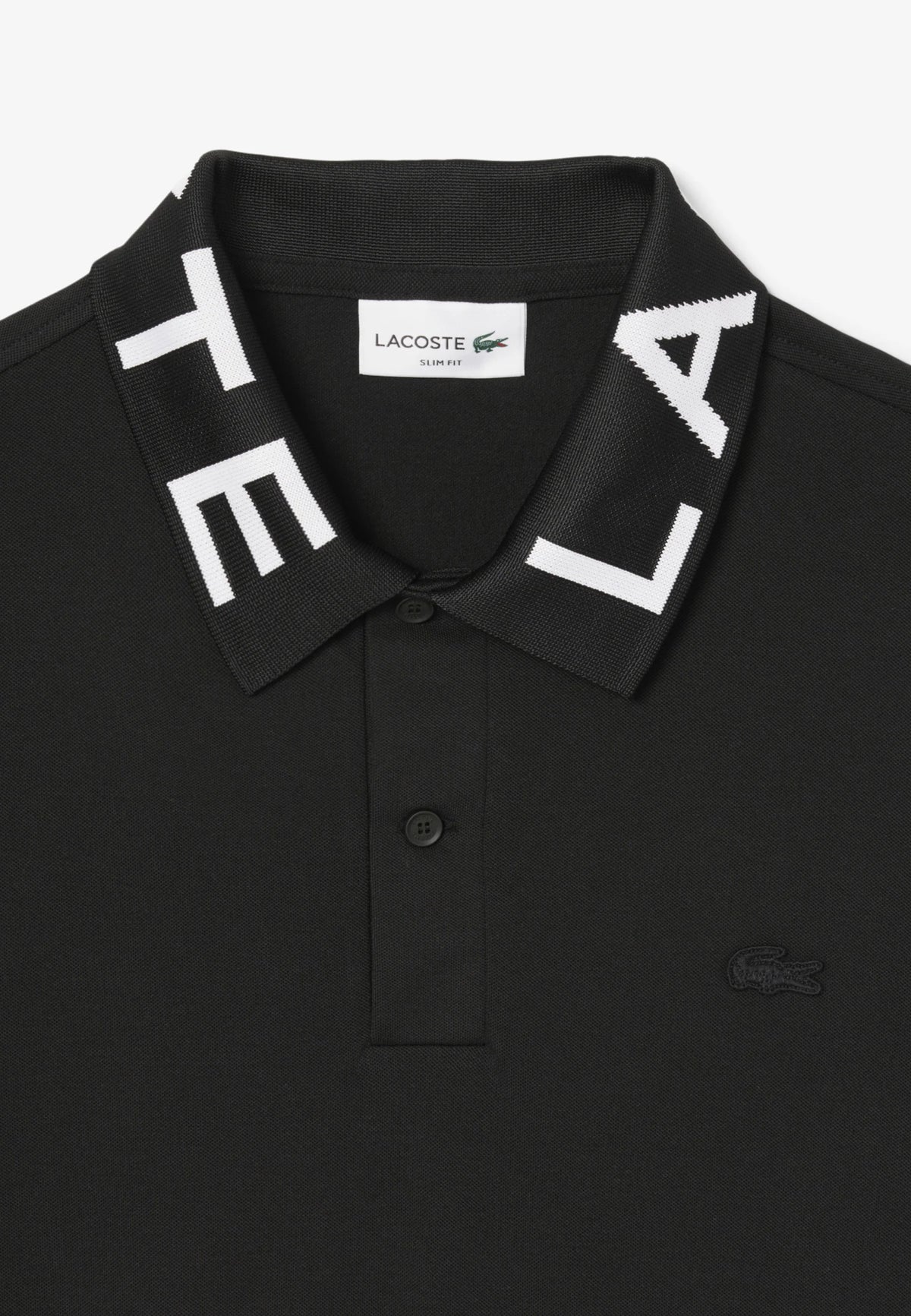 LACOSTE Polo Con Scritta Sul Collo Nero