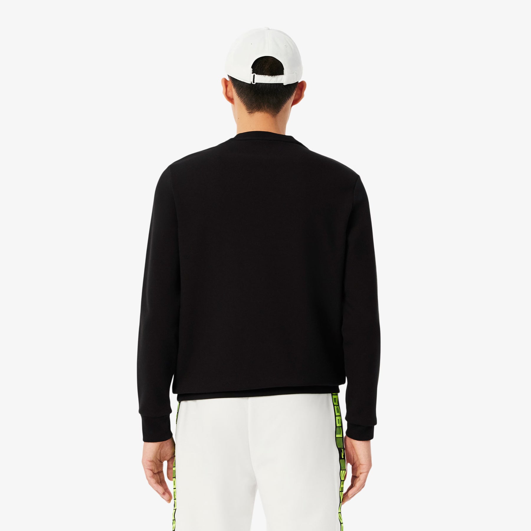 LACOSTE Felpa Girocollo Scritta Lacoste fluo Nera