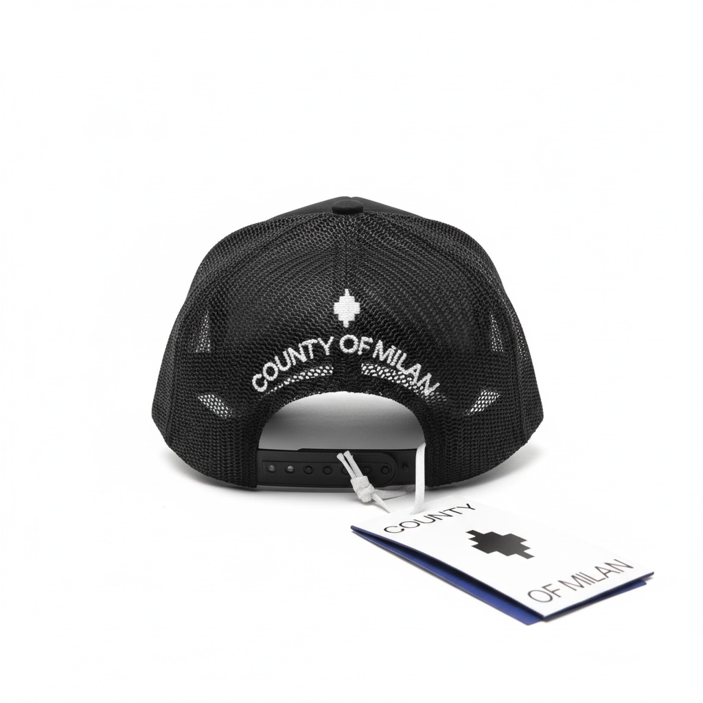 County of milan MARCELO BURLON COUNTY OF MILAN Cappello Con Visiera E Rete Retro Con Logo Ricamato Nero - foto 2 - Tomma