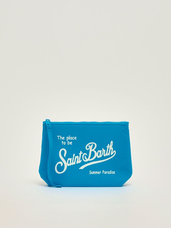 SAINT BARTH Pochette Aline In Nylon Azzurra/Bianca