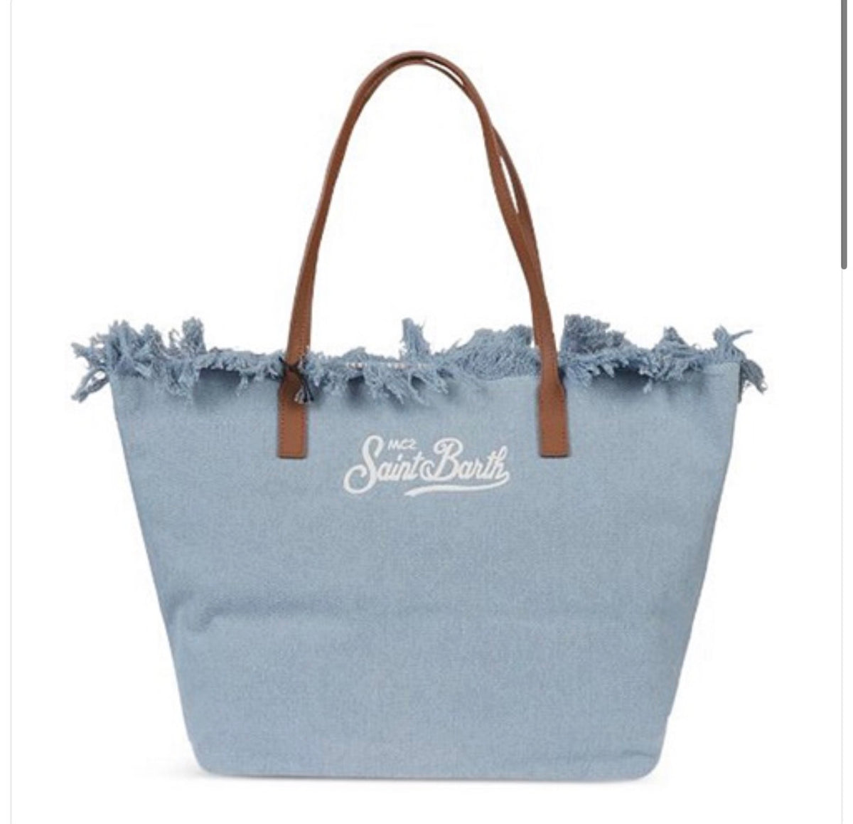 Saint Barth SAINT BARTH Borsa City Regular in Denim Light con chiusura a zip e frange - Borsa - Tommaseo Clothing