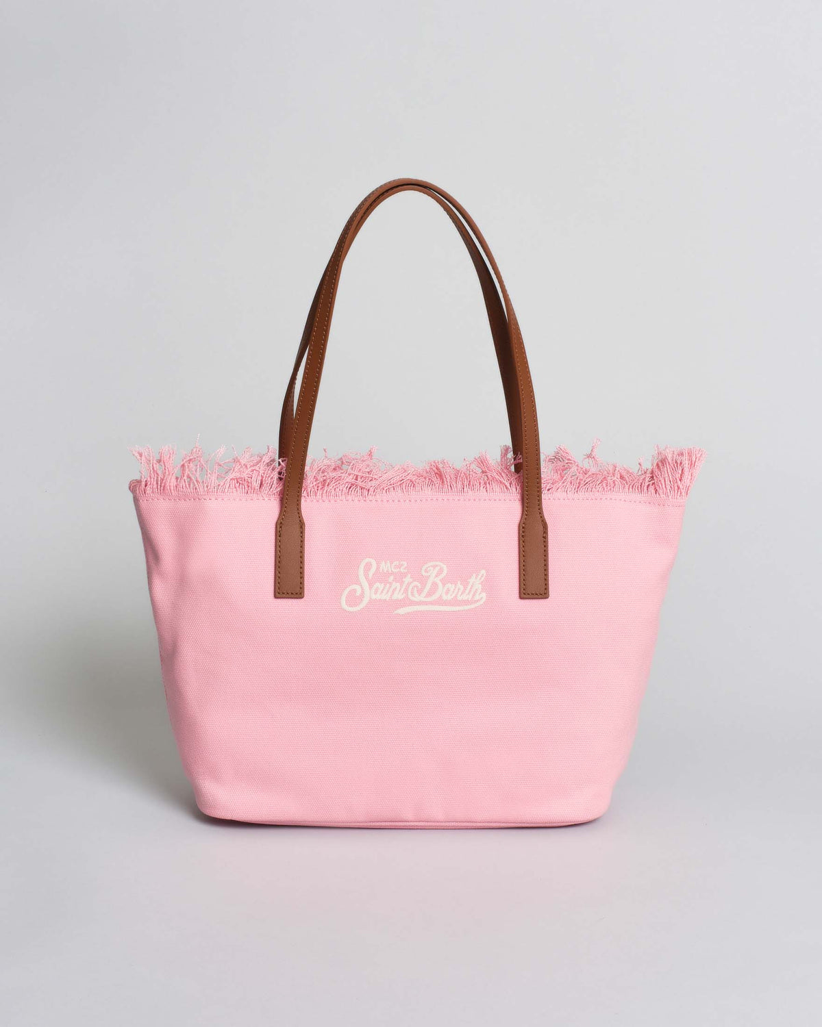 Saint Barth SAINT BARTH Borsa City Medium in cotone rosa con chiusura a zip e frange - Borsa - Tommaseo Clothing