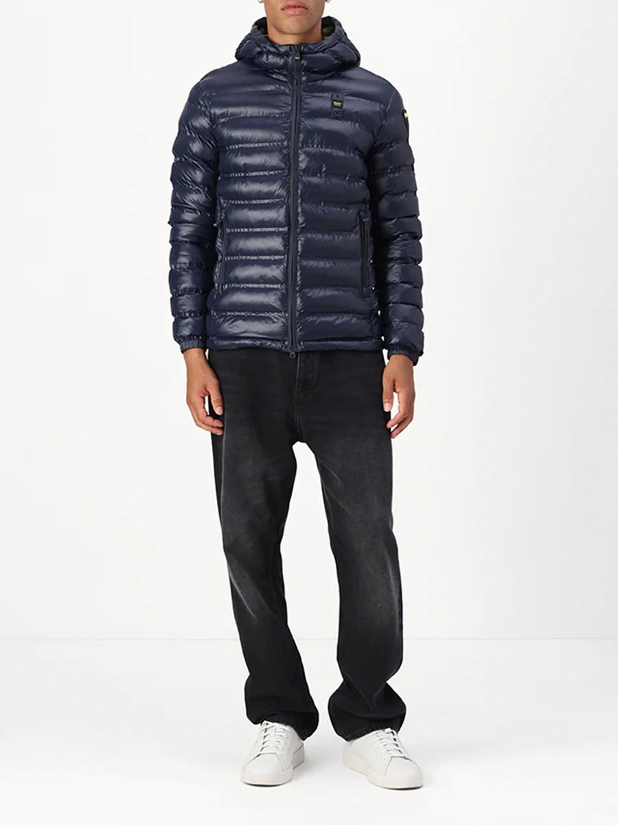 BLAUER Giubbotto Uomo Ovattato Invernale Termosaldato Fasciato Blu