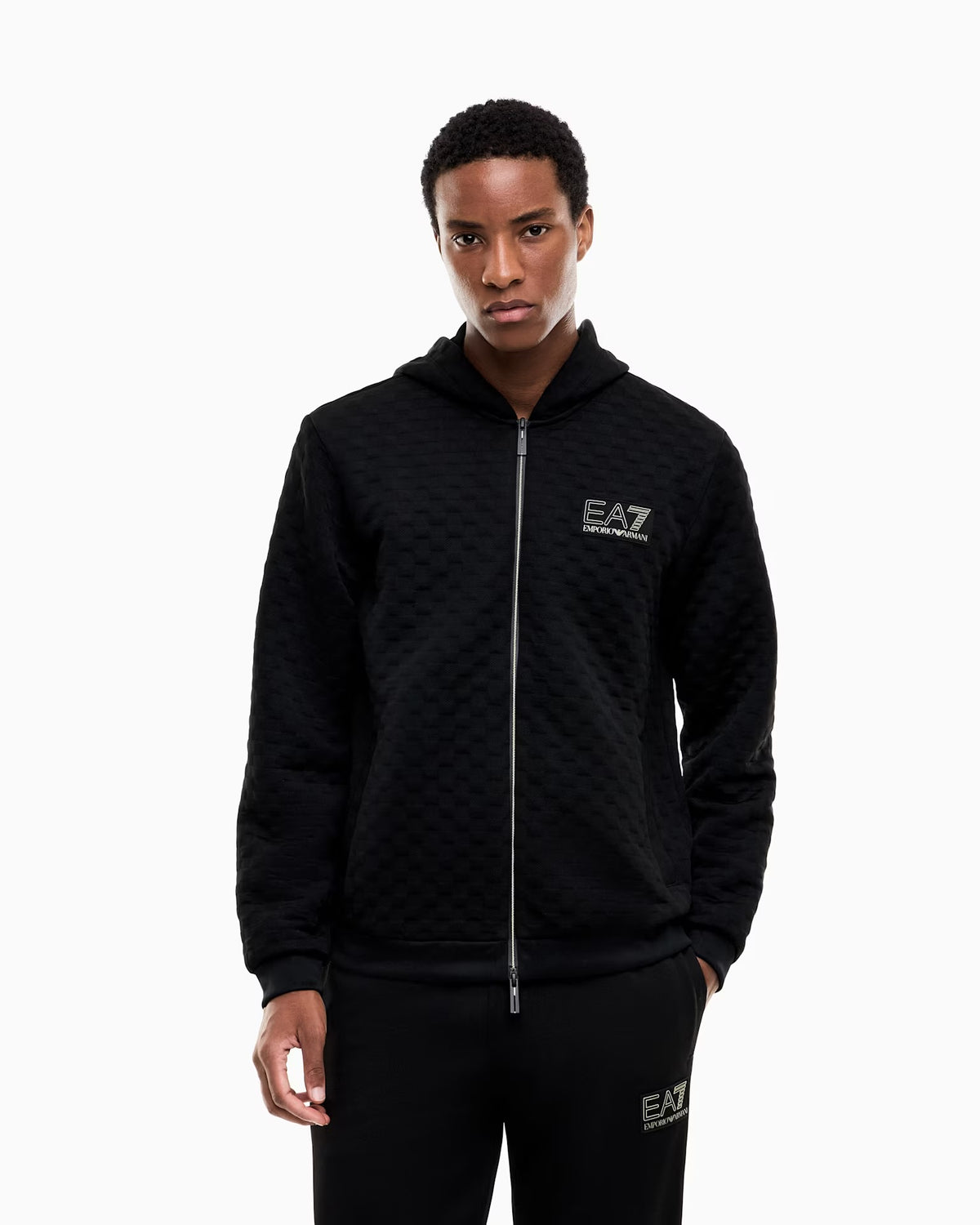 EMPORIO ARMANI Tuta Completa Con Zip e Cappuccio Nero
