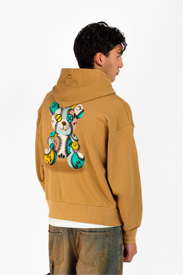 BARROW Felpa con cappuccio Con Stampa Retro Beige