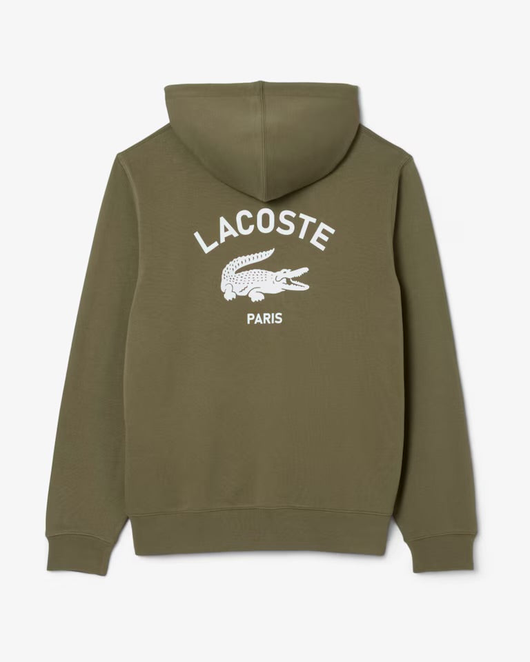 LACOSTE Felpa Con Cappuccio Lacoste Paris verde militare