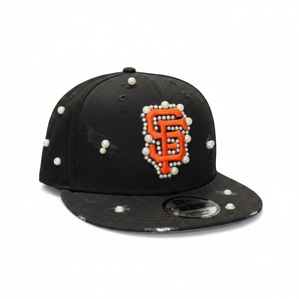 NEW ERA CUSTOM “San Francisco” Dettagli Perle Nero/Arancione