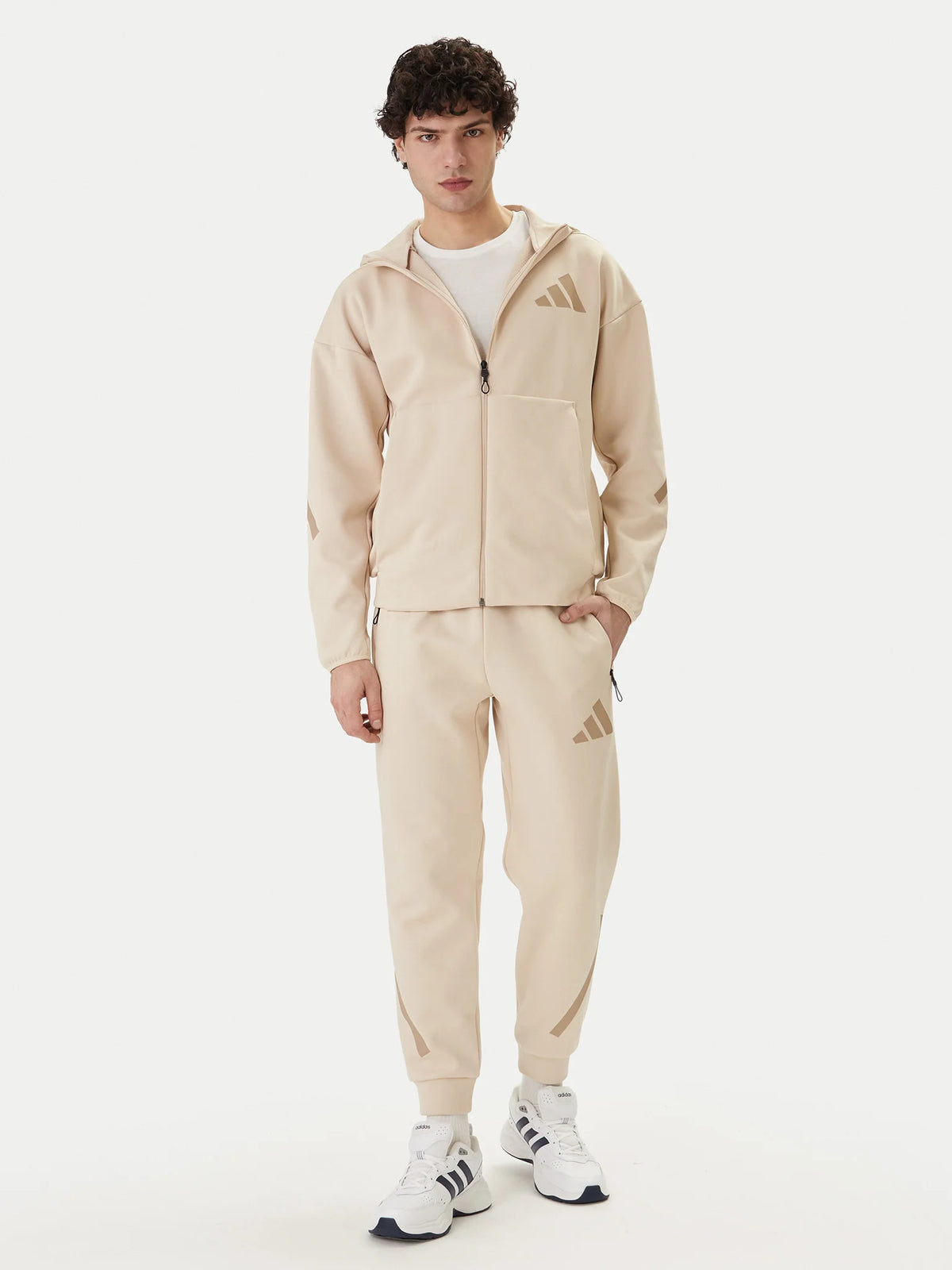 Adidas Adidas Tuta Completa Uomo Beige Con Cappuccio e Zip - Tuta completa - Tommaseo Clothing