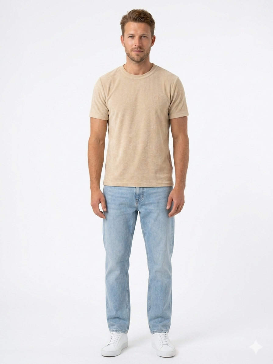 Saint Barth SAINT BARTH T-Shirt Gary Terry Ultra Light In Spugna Beige - T-SHIRT - Tommaseo Clothing