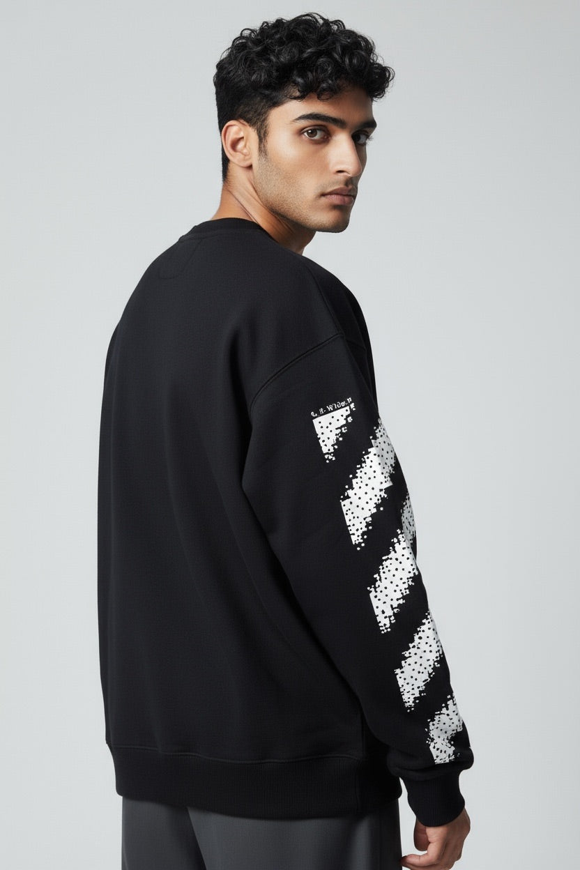 OFF WHITE Felpa Senza Cappuccio Con Logo Sulla Manica Nera