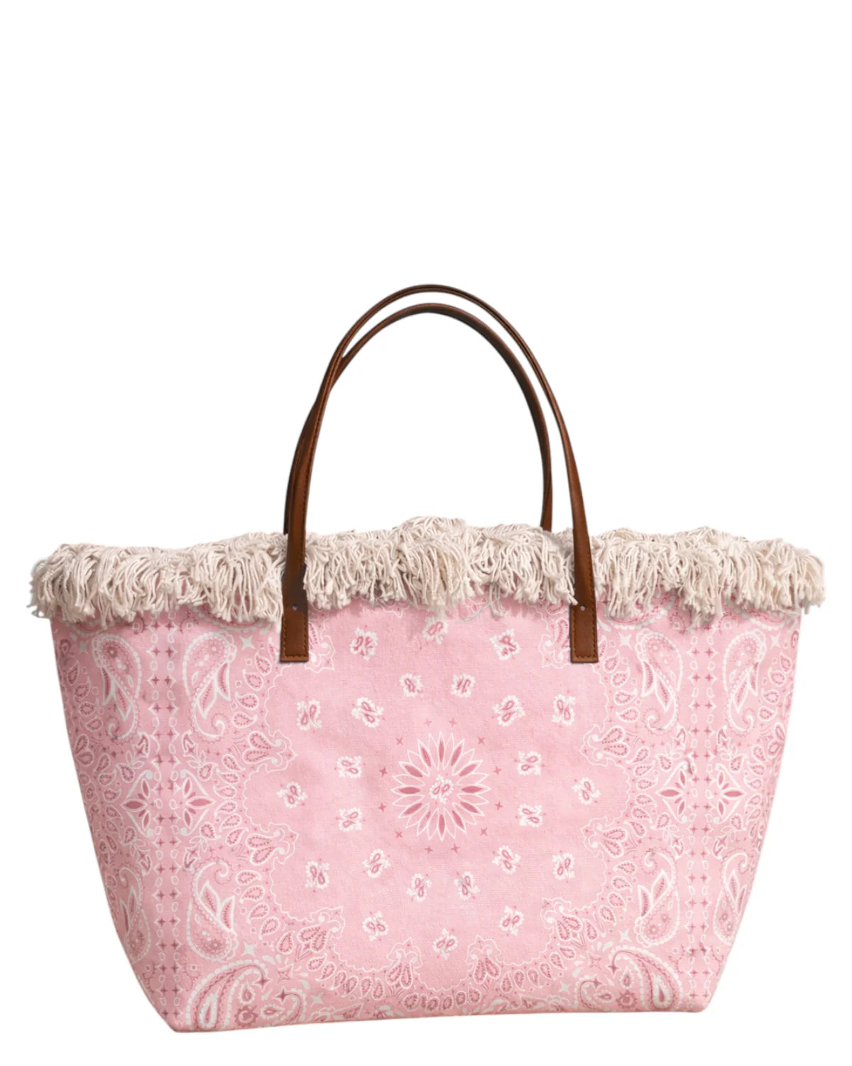 Saint Barth Saint Barth Borsa City Regular IN Canvas Effetto Bandana Rosa Con Frange - foto 2 - Tommaseo Clothing